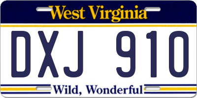 WV license plate DXJ910