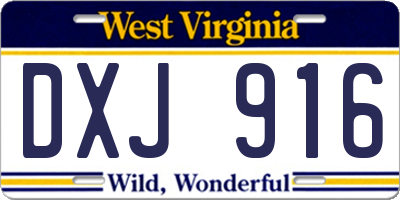 WV license plate DXJ916