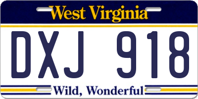 WV license plate DXJ918