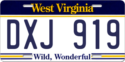 WV license plate DXJ919