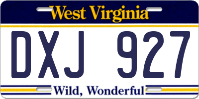 WV license plate DXJ927