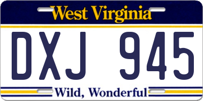WV license plate DXJ945