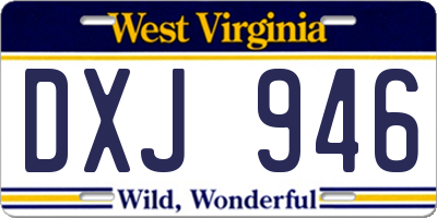 WV license plate DXJ946