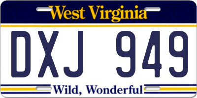 WV license plate DXJ949