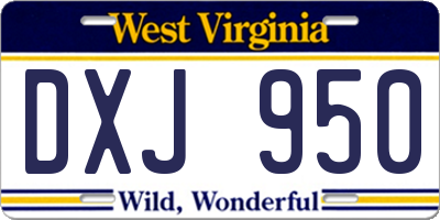 WV license plate DXJ950