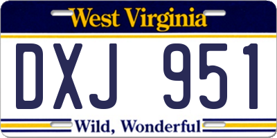 WV license plate DXJ951