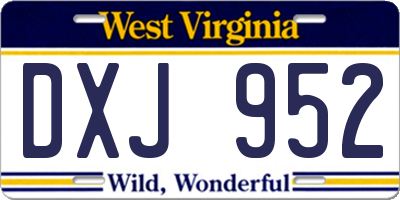 WV license plate DXJ952