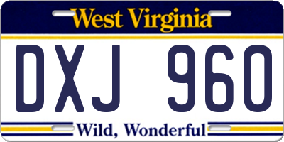 WV license plate DXJ960