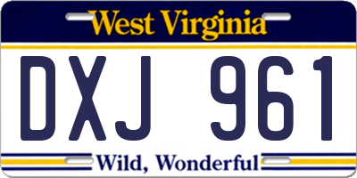WV license plate DXJ961