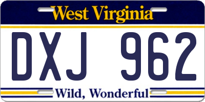 WV license plate DXJ962