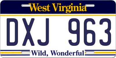 WV license plate DXJ963