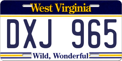 WV license plate DXJ965