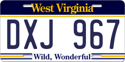 WV license plate DXJ967
