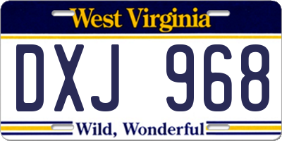 WV license plate DXJ968