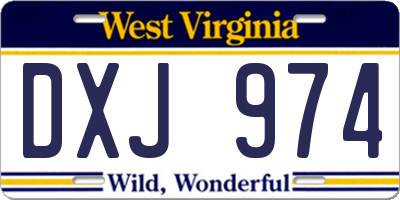WV license plate DXJ974