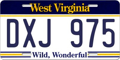 WV license plate DXJ975