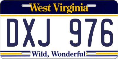WV license plate DXJ976