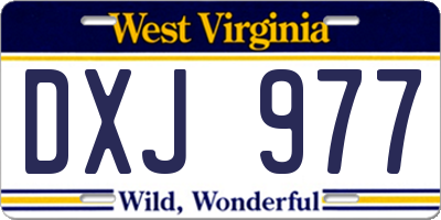 WV license plate DXJ977