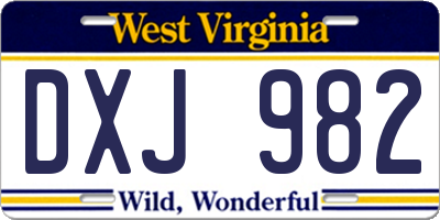 WV license plate DXJ982