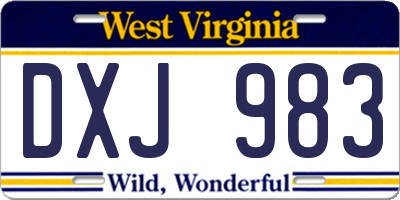 WV license plate DXJ983