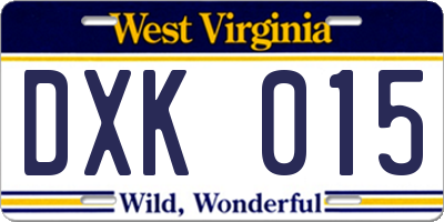 WV license plate DXK015