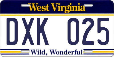 WV license plate DXK025