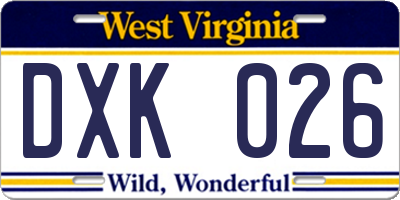 WV license plate DXK026