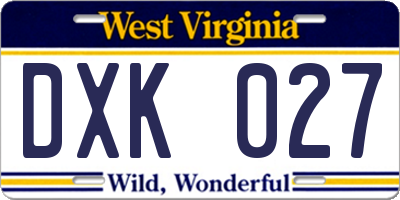 WV license plate DXK027
