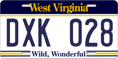 WV license plate DXK028