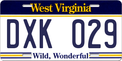 WV license plate DXK029