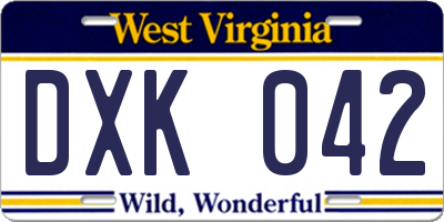 WV license plate DXK042