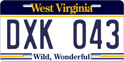 WV license plate DXK043