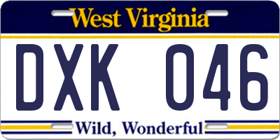 WV license plate DXK046