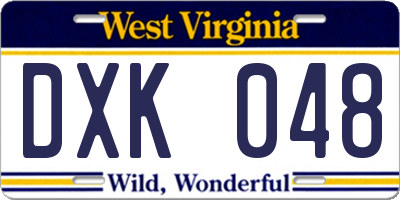 WV license plate DXK048
