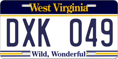 WV license plate DXK049