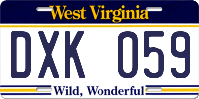 WV license plate DXK059