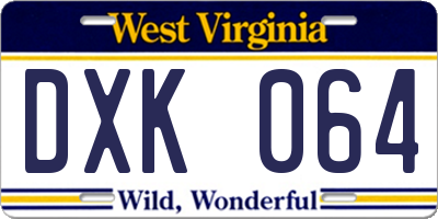 WV license plate DXK064