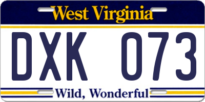 WV license plate DXK073