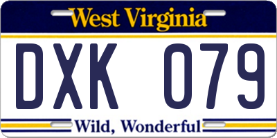 WV license plate DXK079