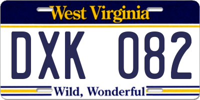 WV license plate DXK082