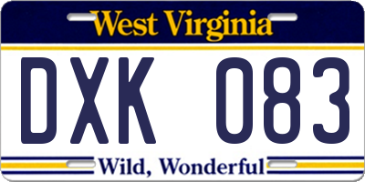 WV license plate DXK083