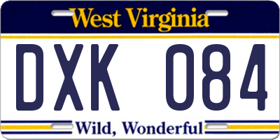 WV license plate DXK084
