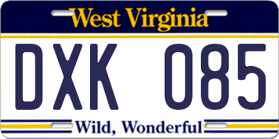 WV license plate DXK085