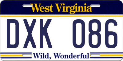 WV license plate DXK086