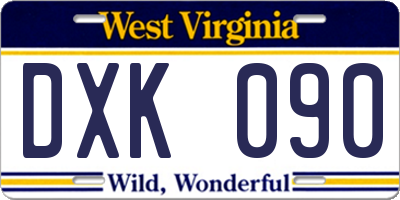 WV license plate DXK090