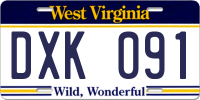 WV license plate DXK091