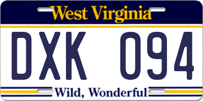 WV license plate DXK094