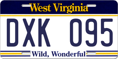 WV license plate DXK095