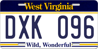 WV license plate DXK096