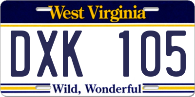 WV license plate DXK105